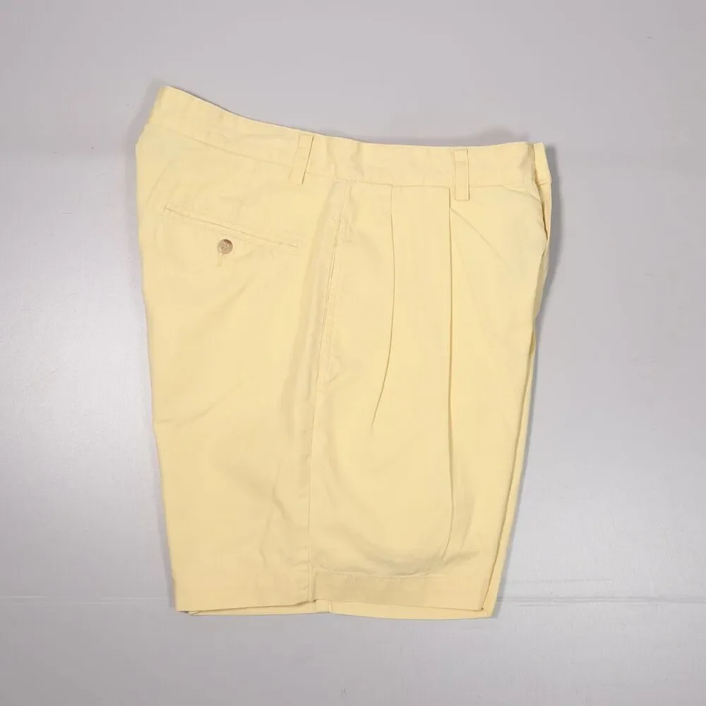 VTG Polo Ralph Lauren Andrew Shorts Yellow Pleated Cotton Mens 30 x 6